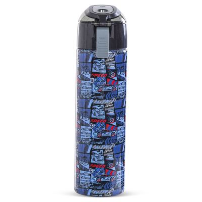 Eazy Kids - Insulated Stainless Steel Water Bottle w/ Spray -Car Racing,  640ml Blue