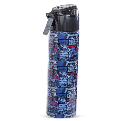 Eazy Kids - Insulated Stainless Steel Water Bottle w/ Spray -Car Racing,  640ml Blue
