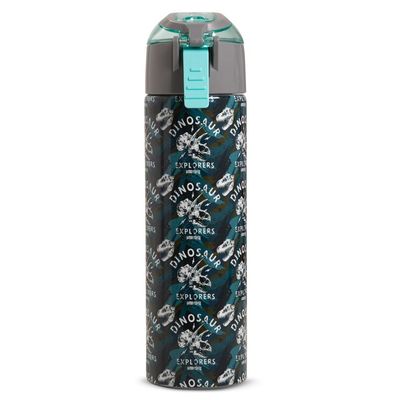 Eazy Kids - Insulated Stainless Steel Water Bottle w/ Spray -Dinosaurs,  640ml Green