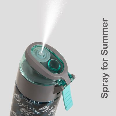 Eazy Kids - Insulated Stainless Steel Water Bottle w/ Spray -Dinosaurs,  640ml Green