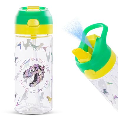 Eazy Kids -Dinosaur Tritan Water Bottle W/ Spray 500ml - Green