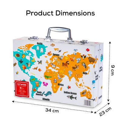 Eazy Kids 152-Piece Art Set in World Map Themed Metal Case