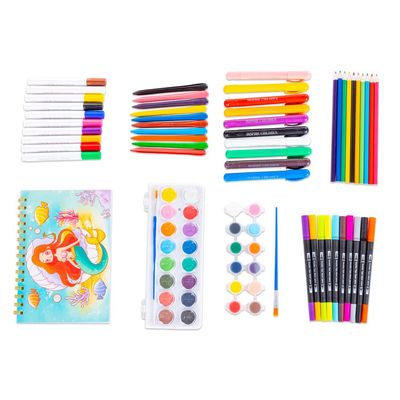 Eazy Kids Art Supplies Set in Space-Themed Carrying Case â€“ 82-Piece Kit with Paints, Crayons, Markers - Pink