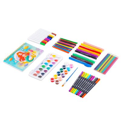Eazy Kids Art Supplies Set in Space-Themed Carrying Case â€“ 82-Piece Kit with Paints, Crayons, Markers - Pink