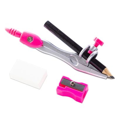 Eazy Kids 8-Piece Geometry Box Set â€“ Compass, Ruler, Protractor-Â Pink
