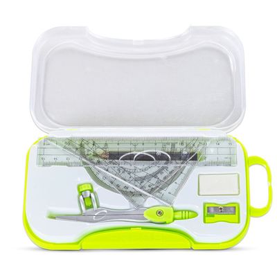 Eazy Kids 8-Piece Geometry Box Set â€“ Compass, Ruler, Protractor-Â Green