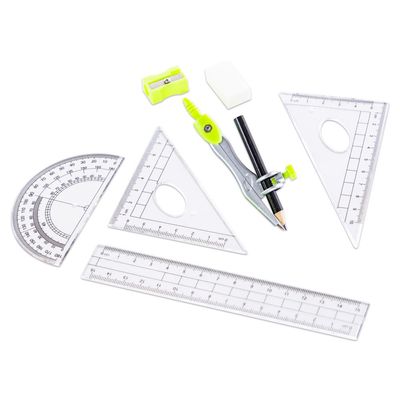Eazy Kids 8-Piece Geometry Box Set â€“ Compass, Ruler, Protractor-Â Green