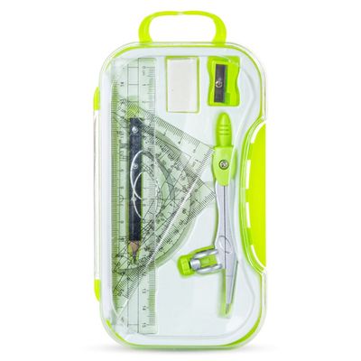 Eazy Kids 8-Piece Geometry Box Set â€“ Compass, Ruler, Protractor-Â Green