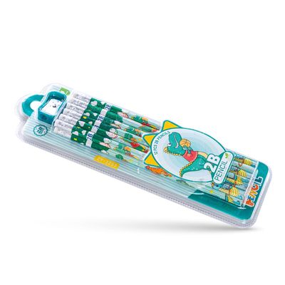 Eazy Kids 12-Pack 2B Pencils w/ Eraser Includes Sharpener -Green