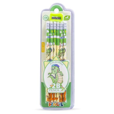 Eazy Kids 12-Pack 2B Pencils w/ Eraser Includes Sharpener -Light Green