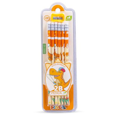 Eazy Kids 12-Pack 2B Pencils w/ Eraser Includes Sharpener -Orange