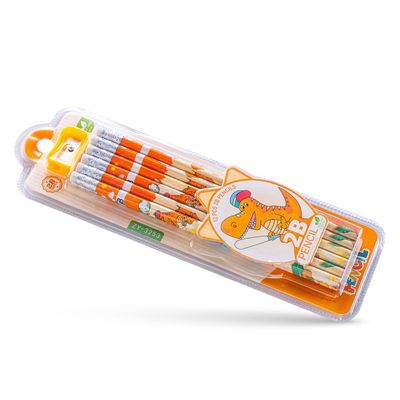 Eazy Kids 12-Pack 2B Pencils w/ Eraser Includes Sharpener -Orange