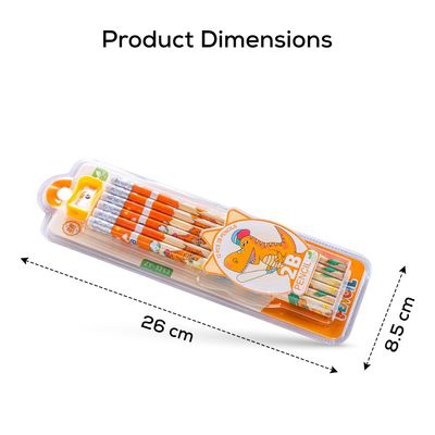Eazy Kids 12-Pack 2B Pencils w/ Eraser Includes Sharpener -Orange