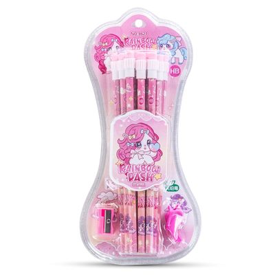 Eazy Kids 12-Piece HB Pencil Set w/ Eraser & Grip - Pink