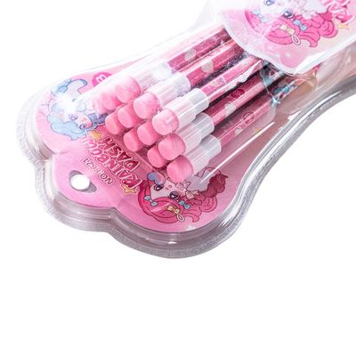 Eazy Kids 12-Piece HB Pencil Set w/ Eraser & Grip - Pink