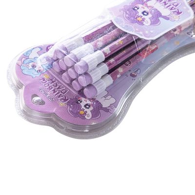 Eazy Kids 12-Piece HB Pencil Set w/ Eraser & Grip - Purple