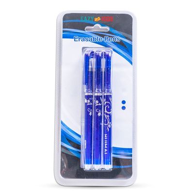 Eazy Kids Pack of 3 Blue Erasable Gel Pens â€“ Smooth-Flow, Quick-Drying, Erasable Ink