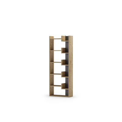 Mourah Home Oppa Bookcase - Oak/Silky Black - 2 Years Warranty