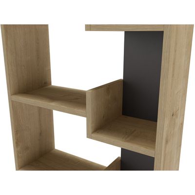 Mourah Home Oppa Bookcase - Oak/Silky Black - 2 Years Warranty