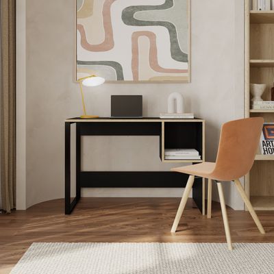 Mourah Home Model Working Table With Storage - Black Wood - 2 Years Warranty