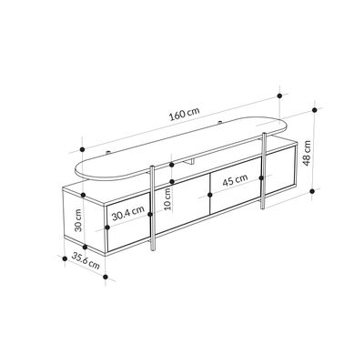 Mourah Home Hanley TV Stand Up To 65 Inches With Storage - Black/ Oak - 2 Years Warranty