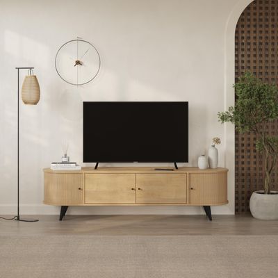 Mourah Home Gentle TV Unit Up To Inches With Storage - Oak - 2 Years Warranty