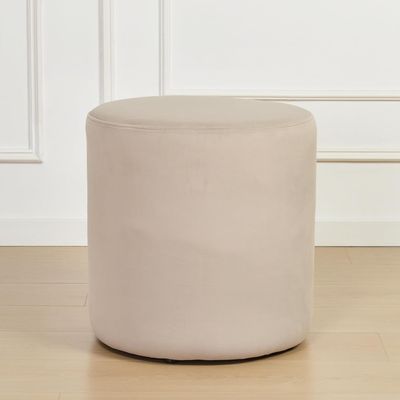 Modern Round Velvet Upholstered Ottoman – Dove Gray Multi-Functional Footstool for Living Room, Bedroom or Entryway