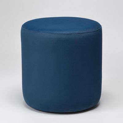 Modern Round Velvet Upholstered Ottoman – Navy Blue Multi-Functional Footstool for Living Room, Bedroom or Entryway