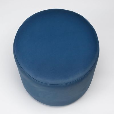 Modern Round Velvet Upholstered Ottoman – Navy Blue Multi-Functional Footstool for Living Room, Bedroom or Entryway