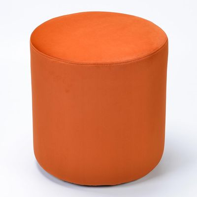 Modern Round Velvet Upholstered Ottoman – Rust Multi-Functional Footstool for Living Room, Bedroom or Entryway