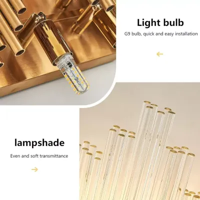 Modern Crystal Wall Light - G9 Bulb - Gold - 3 Years Warranty