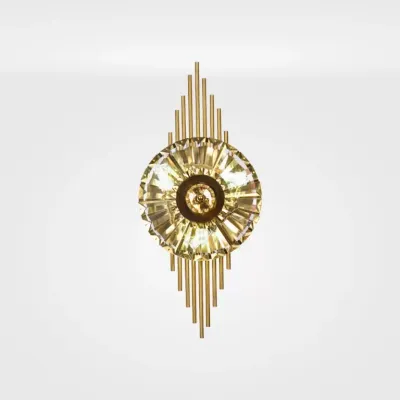 Modern Crystal Wall Light - E14 Bulb Base - Gold - 3 Years Warranty
