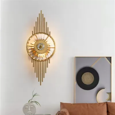 Modern Crystal Wall Light - E14 Bulb Base - Gold - 3 Years Warranty