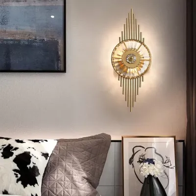 Modern Crystal Wall Light - E14 Bulb Base - Gold - 3 Years Warranty