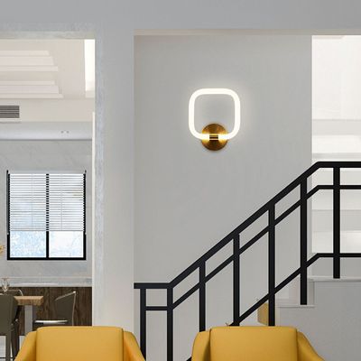 Golden LED Wall Light Fixtures Square Tube Wall Sconces For Bedroom