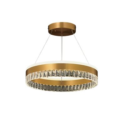 Modern Round Crystal Chandelier for Living, Kitchen Area - 3 Color Lights - 60cm Gold - 3 Years Warranty