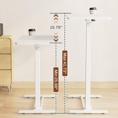 FLEXISPOT Mobile Standing Desk with Wheels, Pneumatic Height Adjustable Laptop Cart, Rolling Sit Stand Desk, Compact Desk Furniture, Ideal for Home and Office Use - White