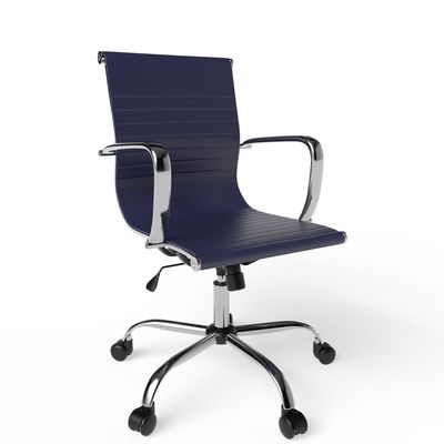 Mahmayi Modern UL UT-C031L Low Back PU Office Chair Ergonomic Chair with Adjustable Height, Fixed Arms and Tilt Lock Ideal for Home and Office - Blue