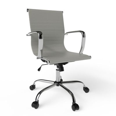 Mahmayi Modern UL UT-C031L Low Back PU Office Chair Ergonomic Chair with Adjustable Height, Fixed Arms and Tilt Lock Ideal for Home and Office - Grey
