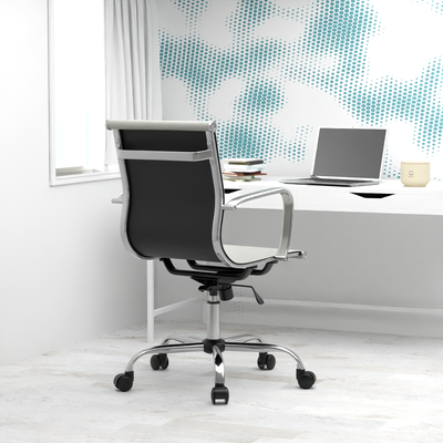 Mahmayi Modern UL UT-C031L Low Back PU Office Chair Ergonomic Chair with Adjustable Height, Fixed Arms and Tilt Lock Ideal for Home and Office - Grey