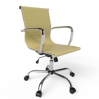 Mahmayi Modern UL UT-C031L Low Back PU Office Chair Ergonomic Chair with Adjustable Height, Fixed Arms and Tilt Lock Ideal for Home and Office - Beige