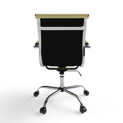 Mahmayi Modern UL UT-C031L Low Back PU Office Chair Ergonomic Chair with Adjustable Height, Fixed Arms and Tilt Lock Ideal for Home and Office - Beige