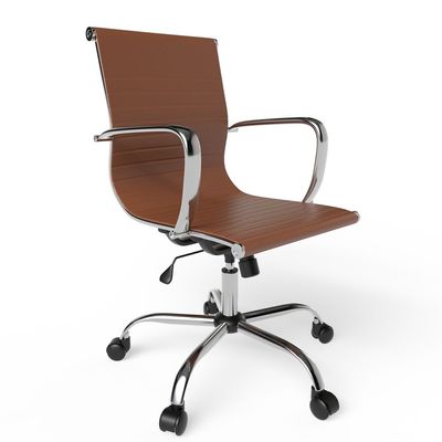 Mahmayi Modern UL UT-C031L Low Back PU Office Chair Ergonomic Chair with Adjustable Height, Fixed Arms and Tilt Lock Ideal for Home and Office - Choco Brown