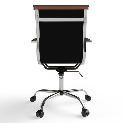 Mahmayi Modern UL UT-C031L Low Back PU Office Chair Ergonomic Chair with Adjustable Height, Fixed Arms and Tilt Lock Ideal for Home and Office - Choco Brown