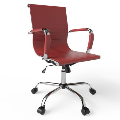 Mahmayi Modern UL UT-C031L Low Back PU Office Chair Ergonomic Chair with Adjustable Height, Fixed Arms and Tilt Lock Ideal for Home and Office - Maroon