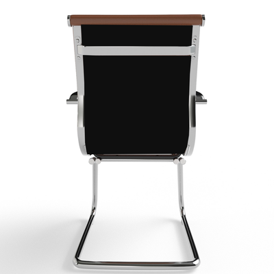 Mahmayi Modern UL UT-C031V Visitor Chair Ergonomic PU Chair with Fixed Armrest, Ideal for Home and Office - Choco Brown