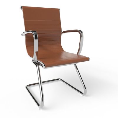 Mahmayi Modern UL UT-C031V Visitor Chair Ergonomic PU Chair with Fixed Armrest, Ideal for Home and Office - Choco Brown
