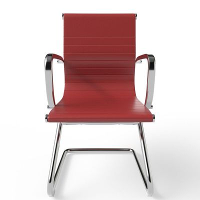 Mahmayi Modern UL UT-C031V Visitor Chair Ergonomic PU Chair with Fixed Armrest, Ideal for Home and Office - Maroon