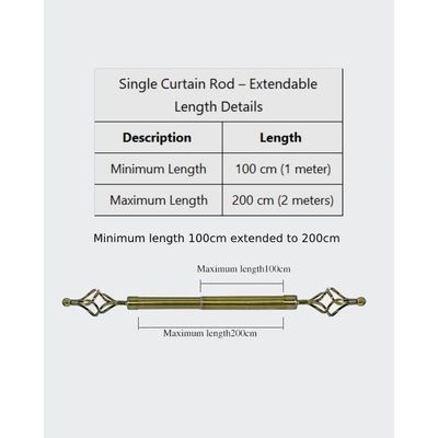 Heavy Duty Extendable Curtain Rod 2 Meter Adjustable Sturdy Steel Anti-Brass