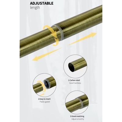 Heavy Duty Extendable Curtain Rod 2 Meter Adjustable Sturdy Steel Black